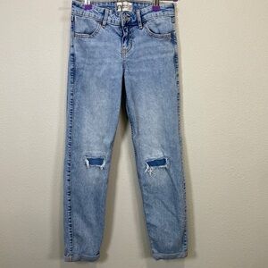 Abercrombie kids midrise boyfriend jeans distressed‎ patched